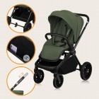 Carucior 2 in 1, Lionelo, Mika Plus, Cadru din aluminiu, Cu landou intarit si salteluta moale, Reversibil, Cu sistem de ventilatie 3D, Cu accesorii, Pana la 22 kg, Conform cu EN1888-1 EN1888-2, EN1466, Verde