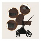 Carucior 3 in 1, Lionelo, Mika Plus, Cadru din aluminiu, Cu landou intarit si salteluta moale, Cu scoica auto testata ADAC, Reversibil, Cu sistem de ventilatie 3D, Cu accesorii, Pana la 22 kg, EN1888-1 EN1888-2 EN1466 ECE R129, Mocha Mousse