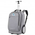 Ghiozdan cu roti 2 in 1, KidsCare, troler scolar cu maner telescopic si roti mari pline, rucsac pentru copii, gri