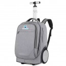 Ghiozdan cu roti 2 in 1, KidsCare, troler scolar cu maner telescopic si roti mari pline, rucsac pentru copii, gri