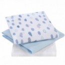 Set 3 paturici de muselina blue Clevamama 3017
