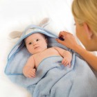 Prosop de baie pentru bebelus si mama Bamboo Puppy blue Clevamama