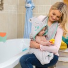Prosop de baie pentru bebelus si mama Bamboo Frog grey Clevamama