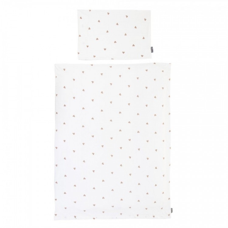 Husa pilota si fata de perna Childhome Jerse Muselina 100x140 cm, Inimioare