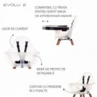 Scaun de masa reglabil in inaltime Childhome Evolu 2 Natural inchis Alb transparent