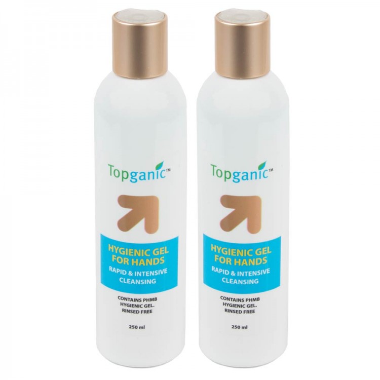 Set 2 x Gel igienic pentru maini cu aloe Topganic, 250ml