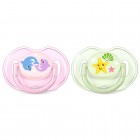 Set 2 suzete Philips-Avent, SCF169/36, clasice ortodontice, 0-6 luni, delfini/steluta mare