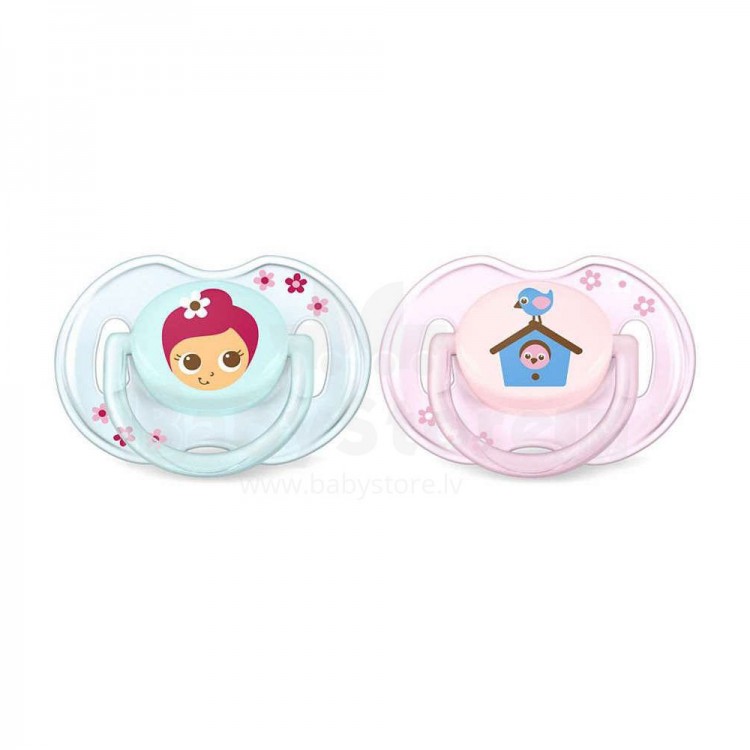 Set 2 suzete ortodontice din silicon 0-6 luni Philips Avent Classic SCF169/43, Roz/Verde