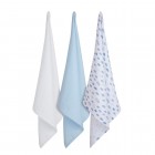 Set 3 paturici de muselina blue Clevamama 3017