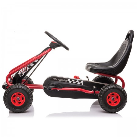 Kart cu pedale pentru copii G201 Kidscare, culoare albastru, frana de mana, pentru 3-6 ani, scaun reglabil