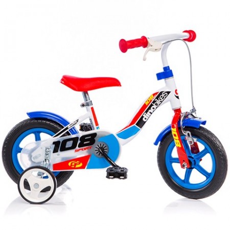 Bicicleta pentru copii 108 FL cu maner pentru parinti Dino Bikes 108 Albastru