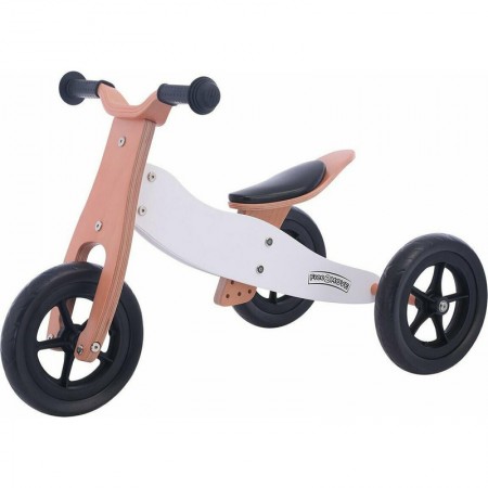 Bicicleta/tricicleta fara pedale, Free2Move, Din lemn, 2 in 1, Functie de bicicleta echilibru, Sa reglabila, Manere antiderapante, Roti ajustabile, 18 luni - 3 ani, Conform cu standardele europene EN71-1:2018, EN71-2:2020, EN71-3:2021, Brown White