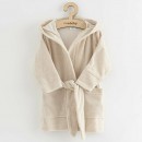 Halat de baie copii New Baby Comfortably, cu gluga, buzunare si cordon, beige, bumbac 100%, marime 104/110