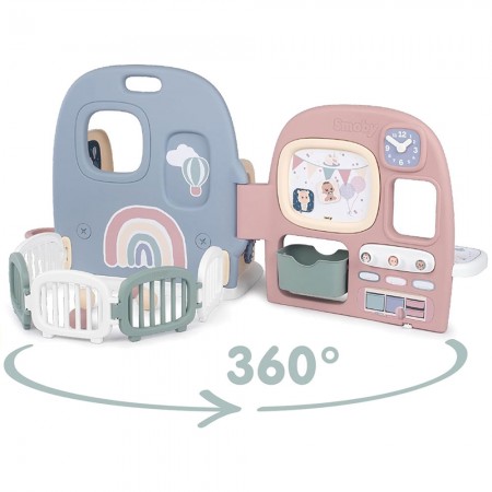 Centru de ingrijire pentru papusi Smoby Baby Care Childcare Center albastru roz cu accesorii