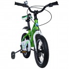 Bicicleta pentru copii 5-8 ani HappyCycles KidsCare, roti 16 inch, cu roti ajutatoare si frane pe disc, verde