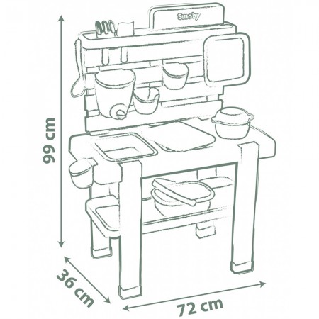 Bucatarie Smoby Mud Kitchen cu 15 accesorii