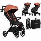 Carucior sport Lionelo Cloe, maro, pliabil cu o singura mana, roti EVA, pana la 22 kg