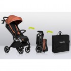 Carucior sport Lionelo Cloe, maro, pliabil cu o singura mana, roti EVA, pana la 22 kg