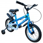 Bicicleta copii 16 inch KidsCare albastra – cu roti ajutatoare, frana de siguranta, sticla inclusa, pentru baieti 5–8 ani