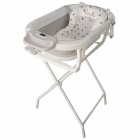 Cadita pliabila gri cu suport metalic KidsCare, termometru, perna reductor, jucarii, protectie cap, cana pliabila