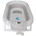 Cadita pliabila gri cu suport metalic KidsCare, termometru, perna reductor, jucarii, protectie cap, cana pliabila