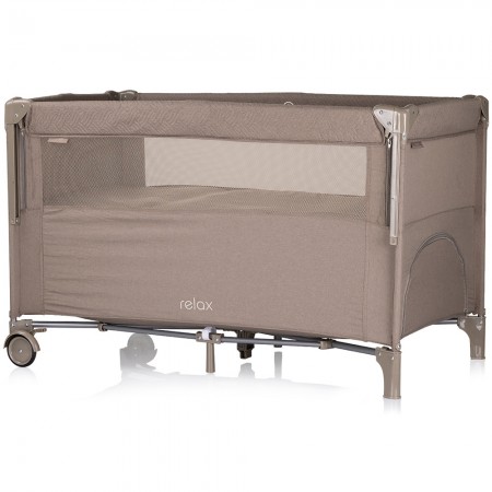 Patut pliabil Chipolino Relax tiramisu linen cu laterala culisanta