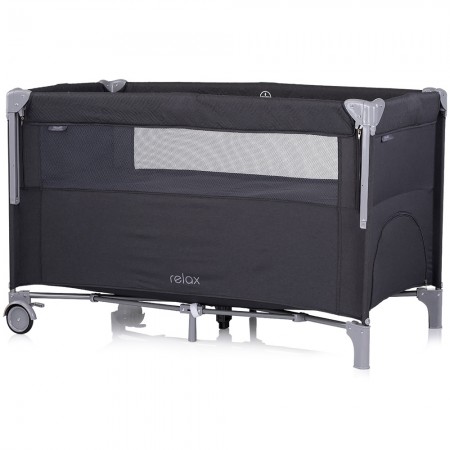Patut pliabil Chipolino Relax anthracite linen cu laterala culisanta
