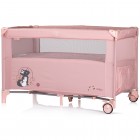 Patut pliabil Chipolino Relax pink marshmallow cu laterala culisanta