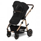 Carucior 3 in 1 Lionelo Amber Negru Onyx, cadru aluminiu, scoica auto ADAC, reversibil, 22 kg