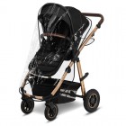 Carucior 3 in 1 Lionelo Amber Negru Onyx, cadru aluminiu, scoica auto ADAC, reversibil, 22 kg