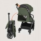 Carucior sport, Lionelo, Bess, Sustine 22 kg, 6 luni+, Capotina impermeabila si protectie SPF 50+, Include suport sticla, Pliere cu o singura mana, Maner pentru transport, Verde