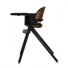 Scaun de masa multifunctional Celia, Lionelo, Din lemn de fag, 6 luni- adult, Reglabil pe inaltime, Husa impermeabila, Tavita silicon, Suport de picioare reglabil, Greutate maxima 90 Kg, Negru