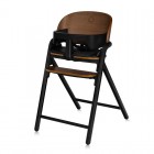 Scaun de masa multifunctional Celia, Lionelo, Din lemn de fag, 6 luni- adult, Reglabil pe inaltime, Husa impermeabila, Tavita silicon, Suport de picioare reglabil, Greutate maxima 90 Kg, Negru