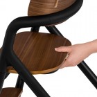 Scaun de masa multifunctional Celia, Lionelo, Din lemn de fag, 6 luni- adult, Reglabil pe inaltime, Husa impermeabila, Tavita silicon, Suport de picioare reglabil, Greutate maxima 90 Kg, Negru