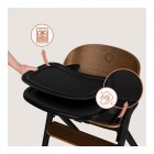 Scaun de masa multifunctional Celia, Lionelo, Din lemn de fag, 6 luni- adult, Reglabil pe inaltime, Husa impermeabila, Tavita silicon, Suport de picioare reglabil, Greutate maxima 90 Kg, Negru