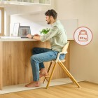 Scaun de masa multifunctional Celia, Lionelo, Din lemn de fag, 6 luni- adult, Reglabil pe inaltime, Husa impermeabila, Tavita silicon, Suport de picioare reglabil, Greutate maxima 90 Kg, Negru