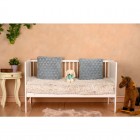 Patut din lemn bebe, Transformabil si pentru junior, 140x70 cm, Din lemn de pin si mdf, Stabil si rezistent, Inaltime saltea reglabila pe 3 nivele, Laterala cu 3 bete detasabile, EN716-1, EN716-2, Alb, Babyneeds, Nadia