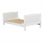 Patut din lemn bebe, Transformabil si pentru junior, 140x70 cm, Din lemn de pin si mdf, Stabil si rezistent, Inaltime saltea reglabila pe 3 nivele, Laterala cu 3 bete detasabile, EN716-1, EN716-2, Alb, Babyneeds, Nadia
