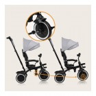 Tricicleta copii, Lionelo, Berry, 2 in 1, Multifunctionala, Suport picioare, Control al directiei, Scaun reversibil, Rotire 360 grade, Functie de roata libera, Utilizare pana la 5 ani, Constructie din otel, Conform cu standardul EN71, Gri
