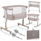 Patut co-sleeper Lionelo Aurora 3 in 1, cu leganare, setare unghiulara si saltea inclusa, 0 luni+, Bej