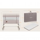 Patut co-sleeper Lionelo Aurora 3 in 1, cu leganare, setare unghiulara si saltea inclusa, 0 luni+, Bej