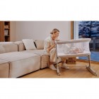 Patut co-sleeper Lionelo Aurora 3 in 1, cu leganare, setare unghiulara si saltea inclusa, 0 luni+, Bej