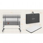 Patut co-sleeper Lionelo Aurora 3 in 1, cu leganare, setare unghiulara si saltea inclusa, 0 luni+, Bej