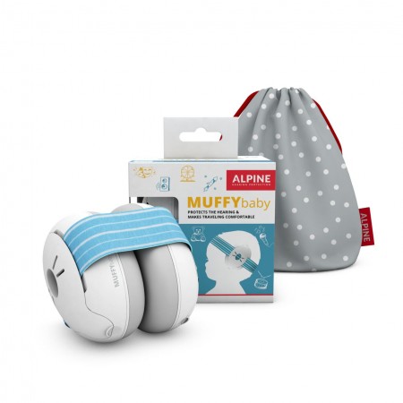 Casti antifonice pentru bebelusi, ofera protectie auditiva, SNR 23, albastru, ALPINE Muffy Baby Blue ALP24944