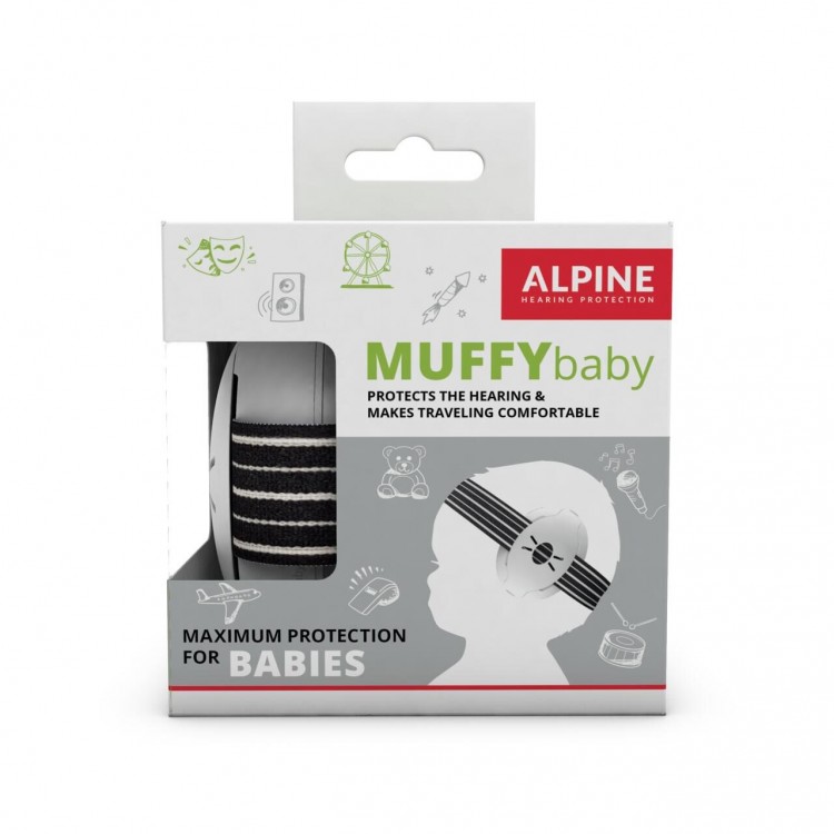 Casti antifonice pentru bebelusi, ofera protectie auditiva, SNR 23, negru, ALPINE Muffy Baby Black ALP25613