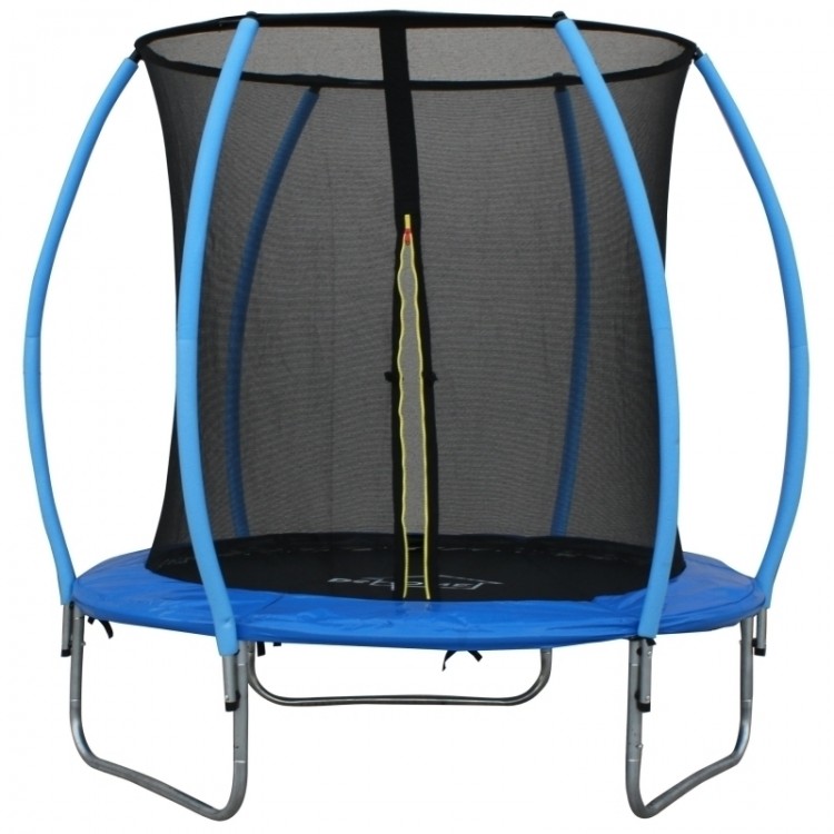Trambulina DeHome Jumper 3006, diametru 183 cm, stalpi curbati tip pampkin, plasa de siguranta, plasa rezistenta UV