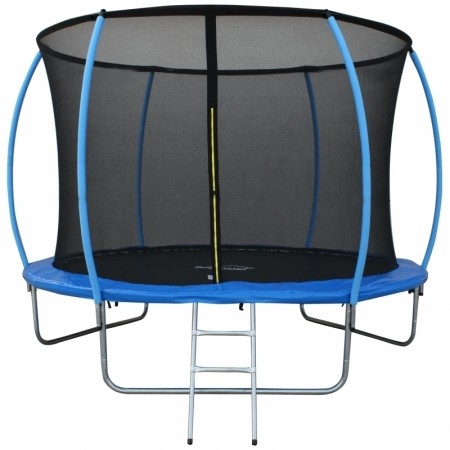 Trambulina DeHome Jumper 3008, diametru 244 cm, plasa de siguranta, scara inclusa, stalpi curbati tip pampkin, plasa rezistenta 
