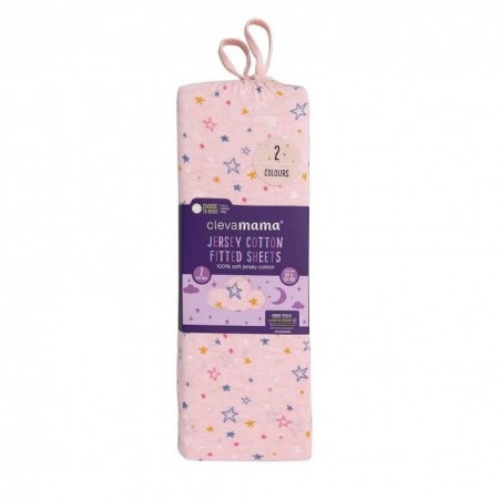 Set doua cearceafuri, roz, cu elastic 140 cm x 70 cm Clevamama 3365