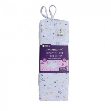 Set doua cearceafuri, blue, cu elastic 140 cm x 70 cm Clevamama 3366