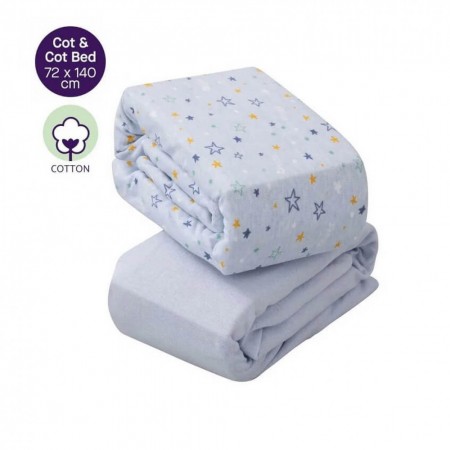 Set doua cearceafuri, blue, cu elastic 140 cm x 70 cm Clevamama 3366